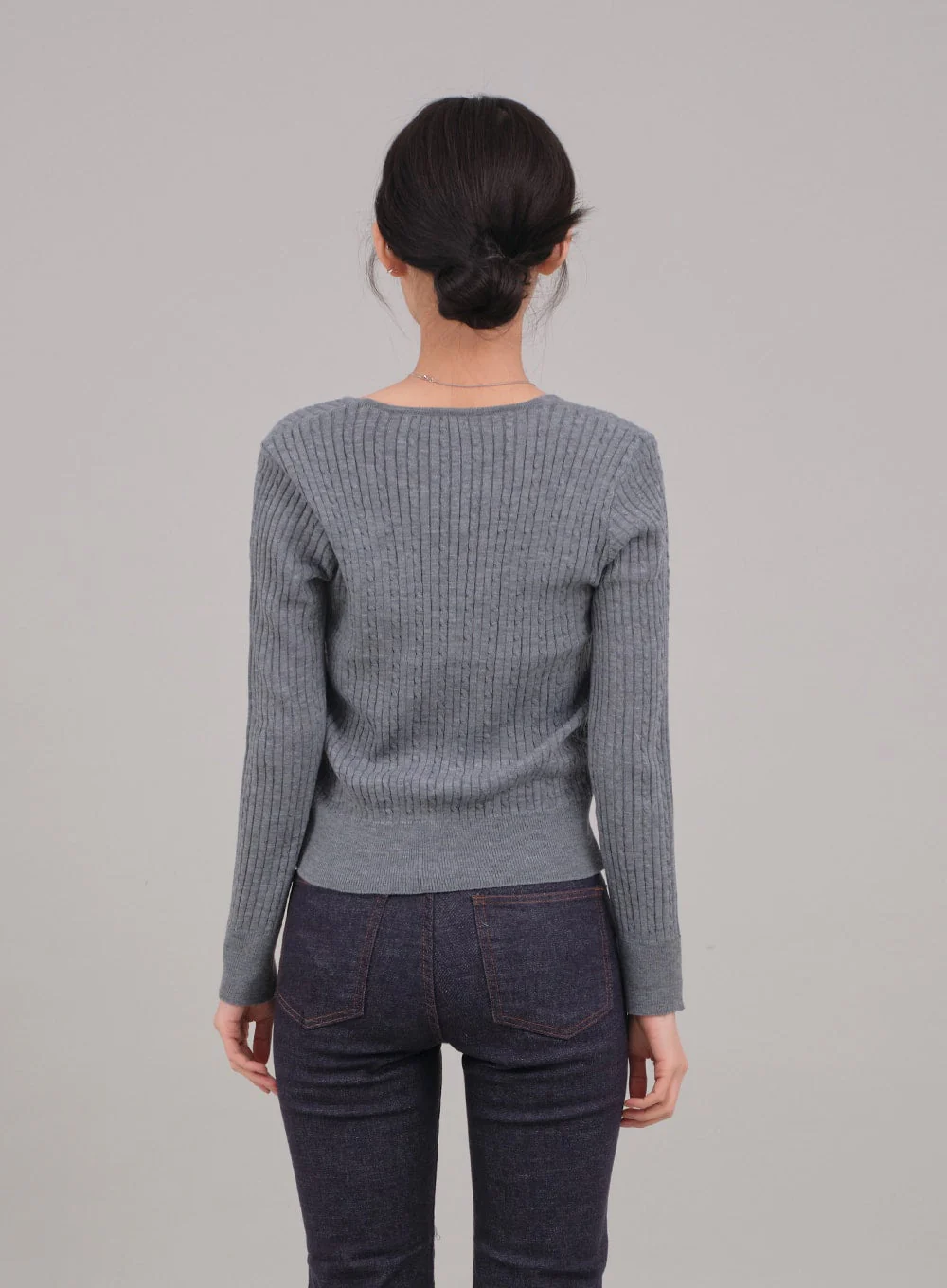 V Neck Cable Knit Top C2701 - Image 6