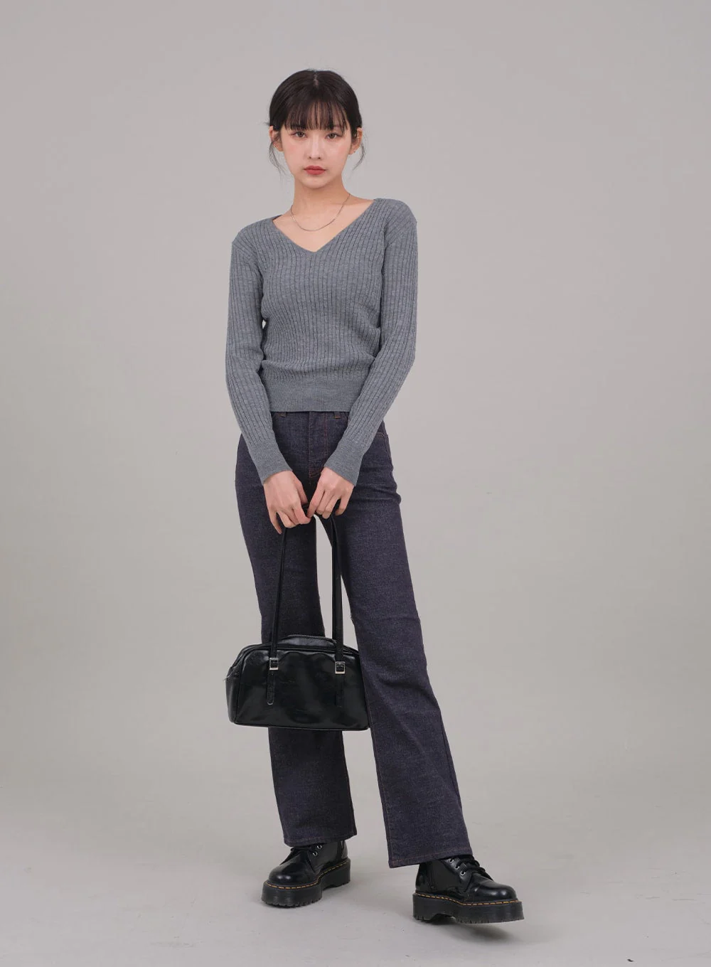 V Neck Cable Knit Top C2701 - Image 7