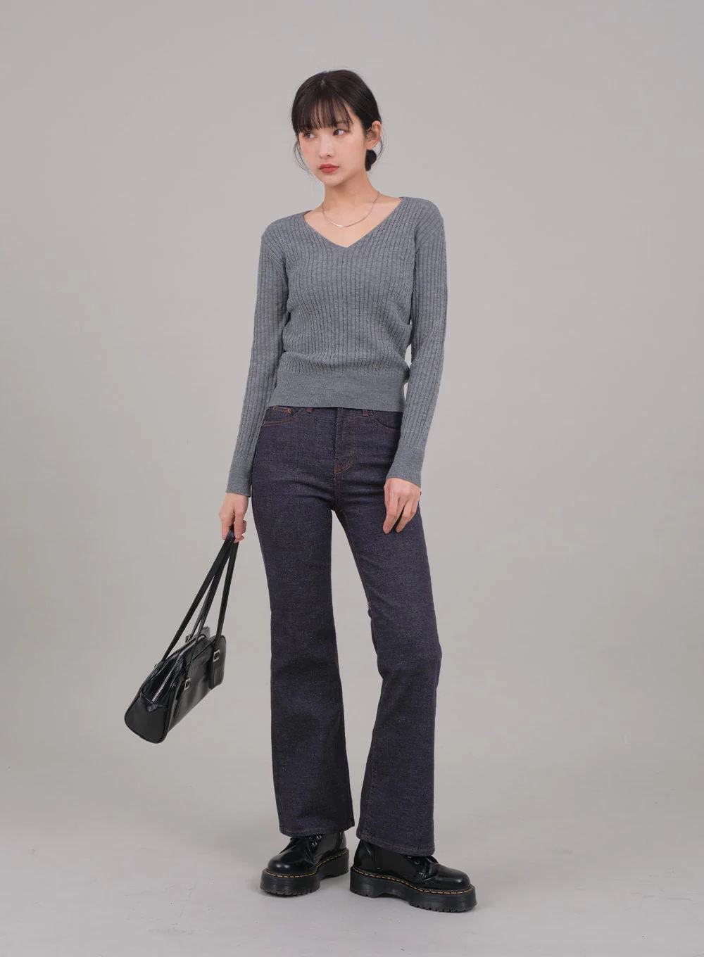 V Neck Cable Knit Top C2701 - Image 8