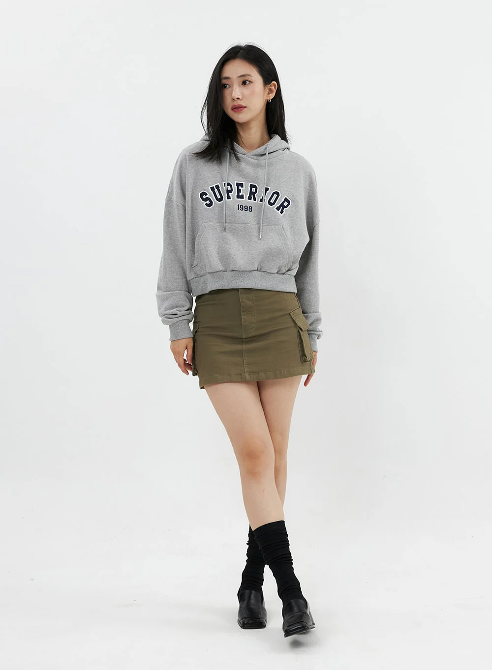 Varsity Cropped Hooded Sweatshirt OS326 - Image 3