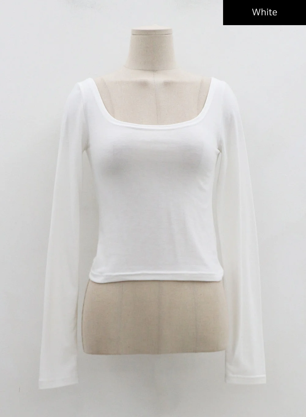 Wide U-Neck Semi Crop T-Shirt CN09 - Image 14