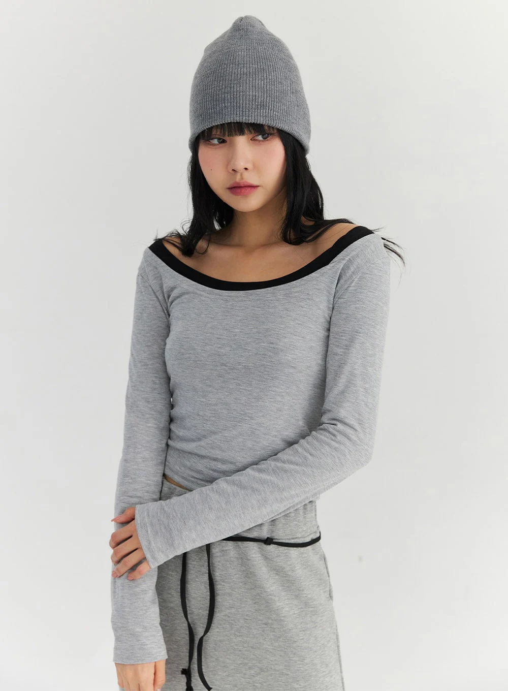 Wide U-Neck Semi Crop T-Shirt CN09 - Image 4