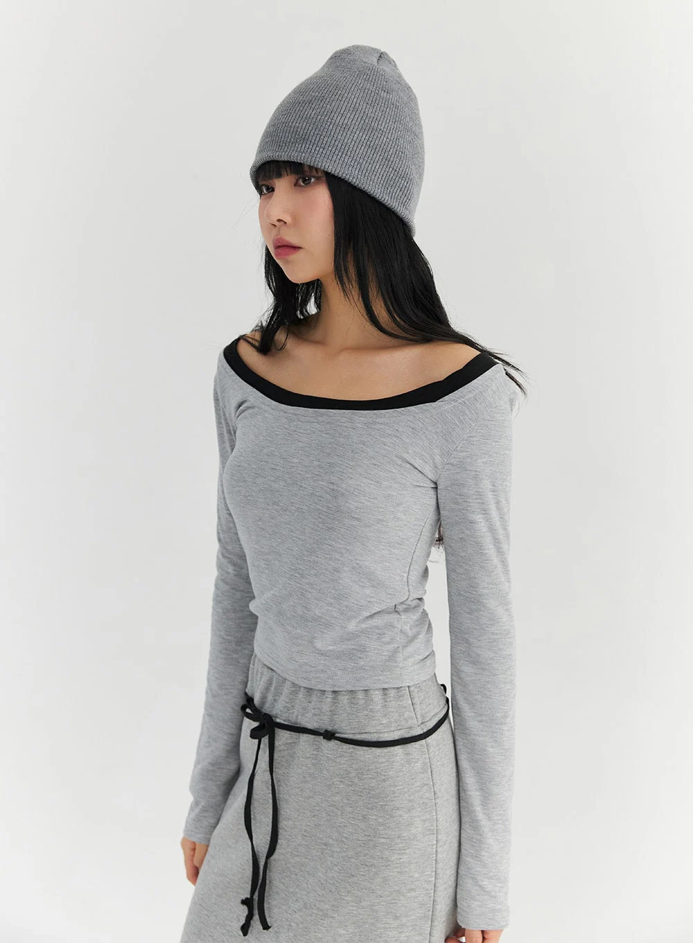 Wide U-Neck Semi Crop T-Shirt CN09 - Image 6