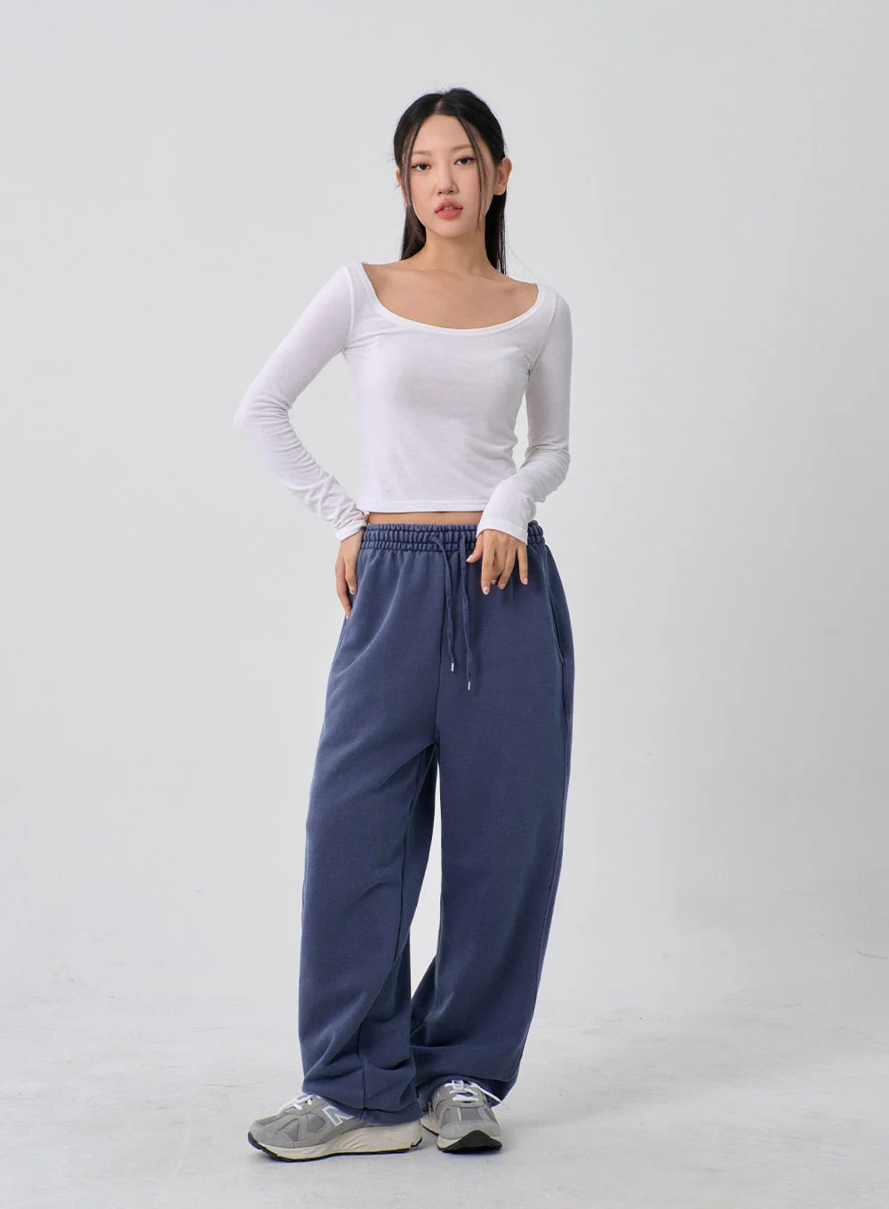 Wide U-Neck Semi Crop T-Shirt CN09 - Image 9