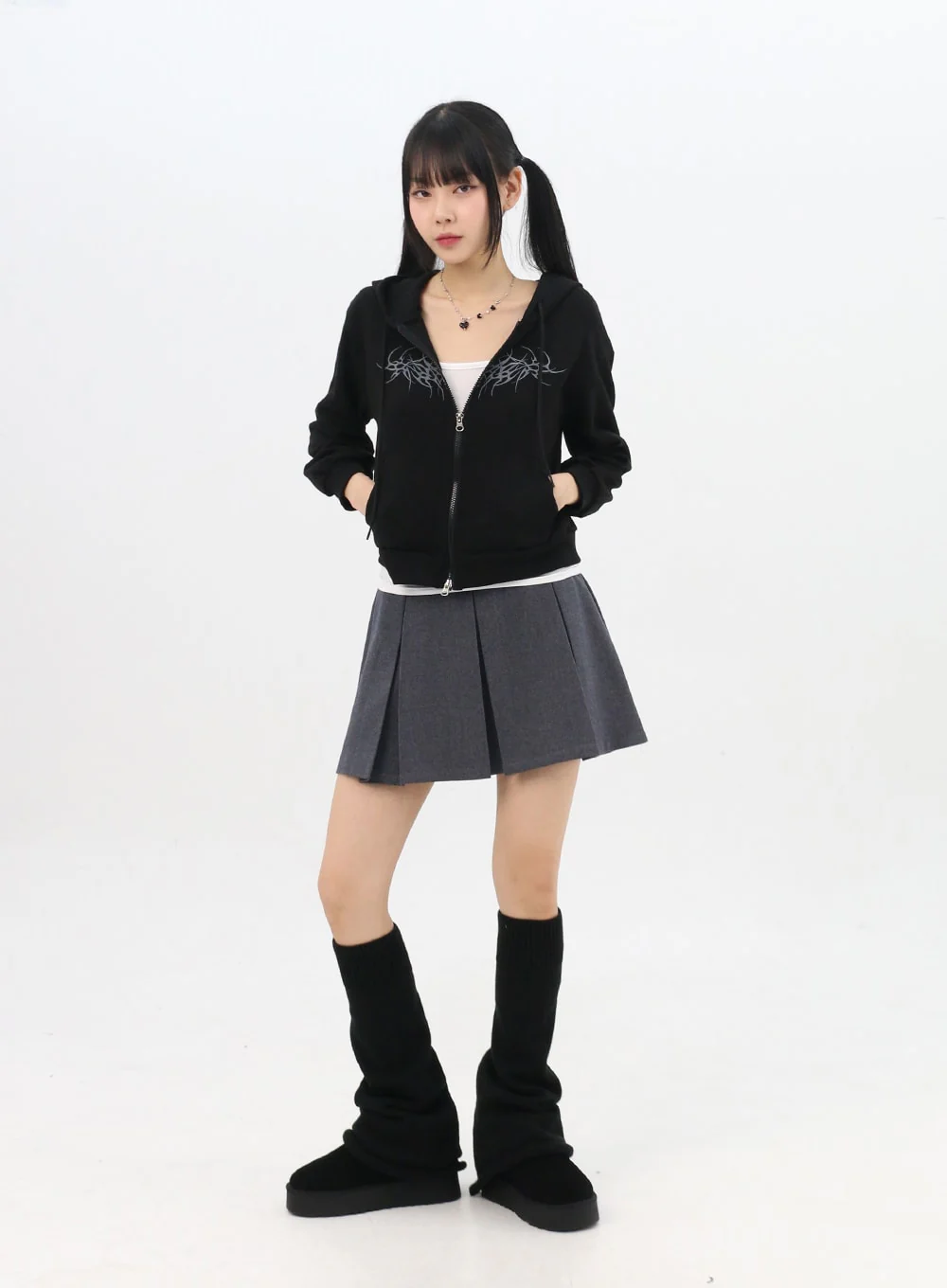 Zip-Up Graphic Crop Hoodie IN314 - Image 6