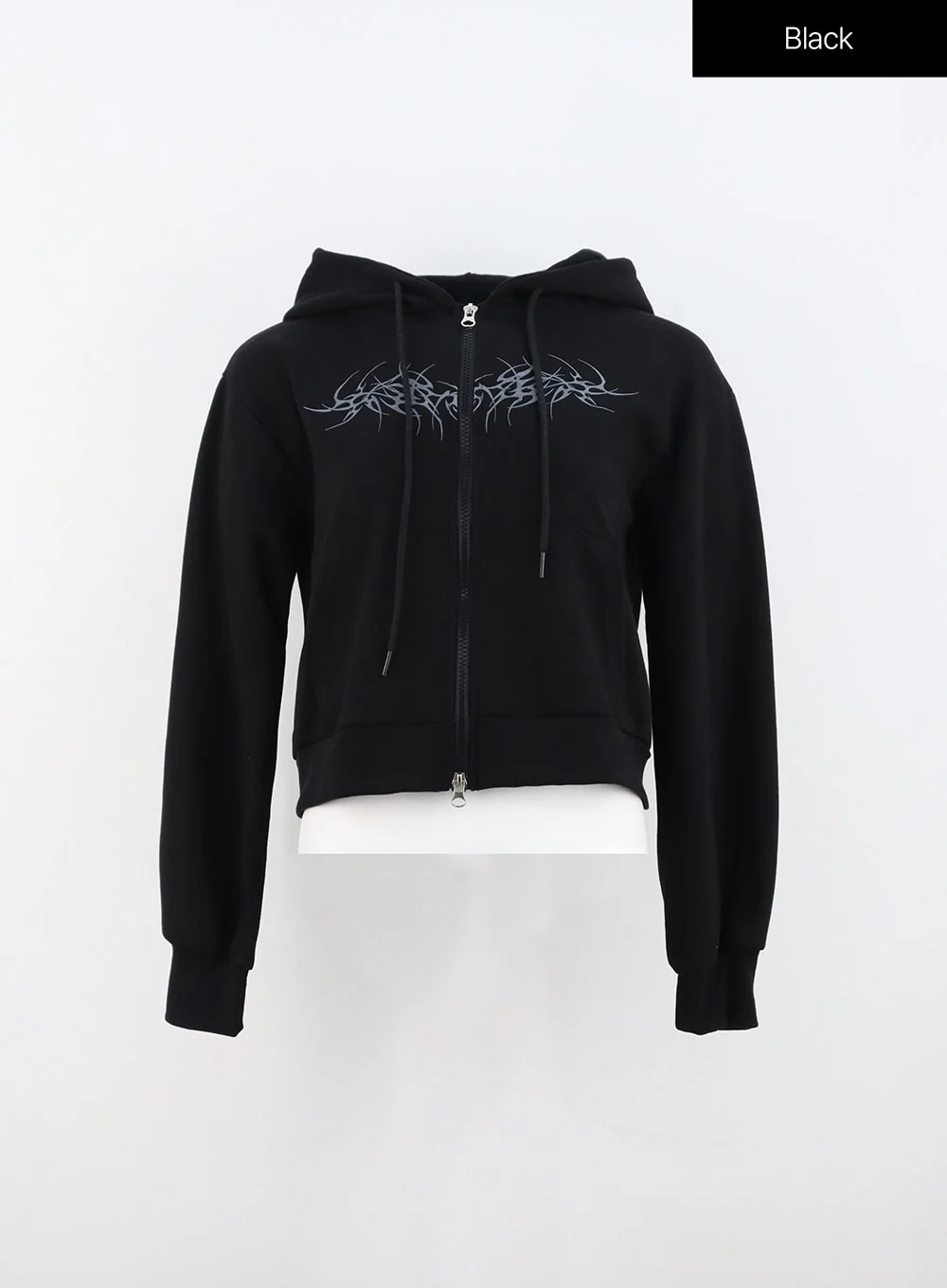 Zip-Up Graphic Crop Hoodie IN314 - Image 8